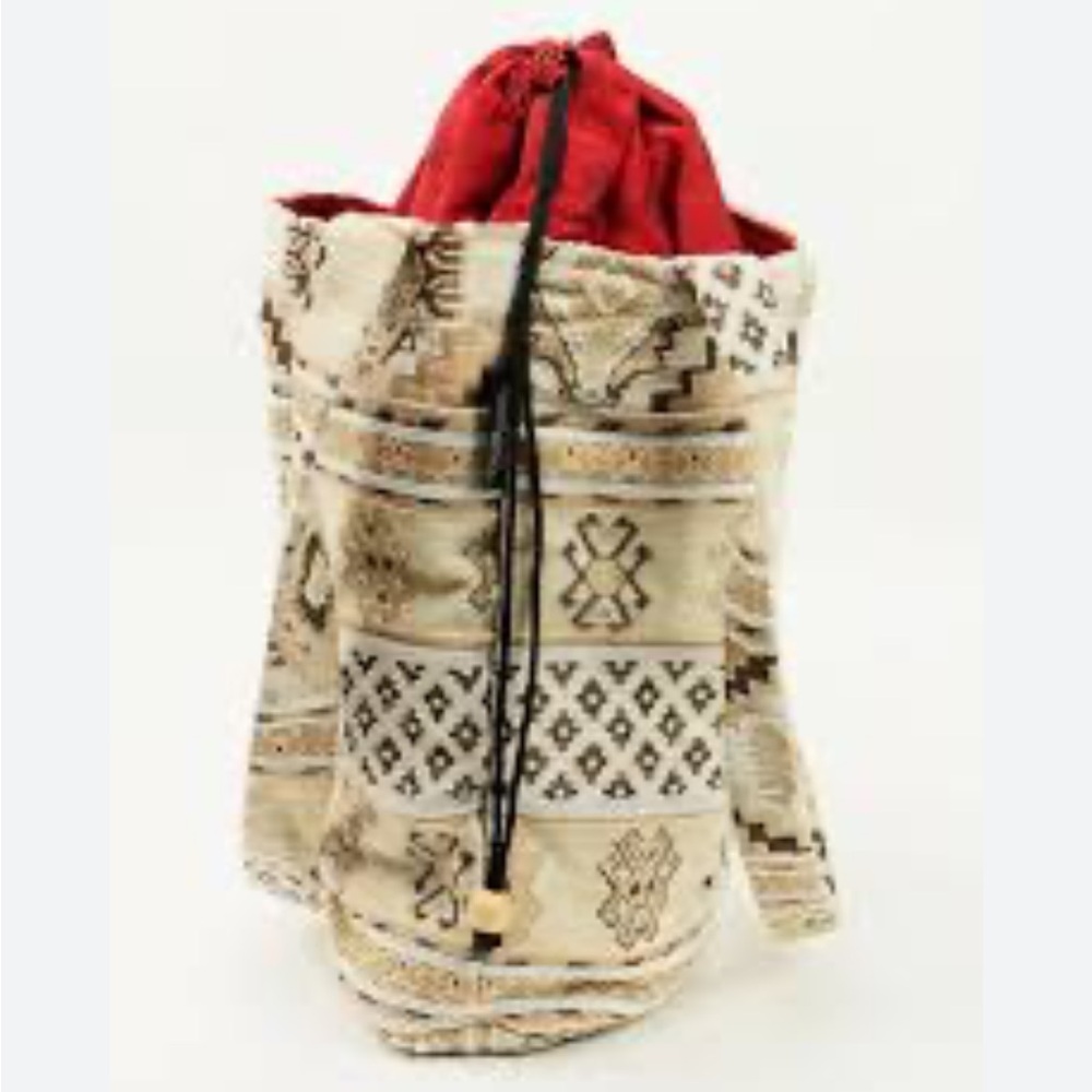 Drawstring turkish kilim rug bag Anatolian authentic pouch purse bucket bag